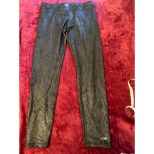 Champion C9 Duo Dry Black Crackle Metallic Leggings Womens Large